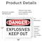 Signmission Explosives Keep Out Danger Sign, Vinyl Decal, 18in W x 12in L, 2PK OS-2PACK-DS-D-1218-L-19351 - alternate 2